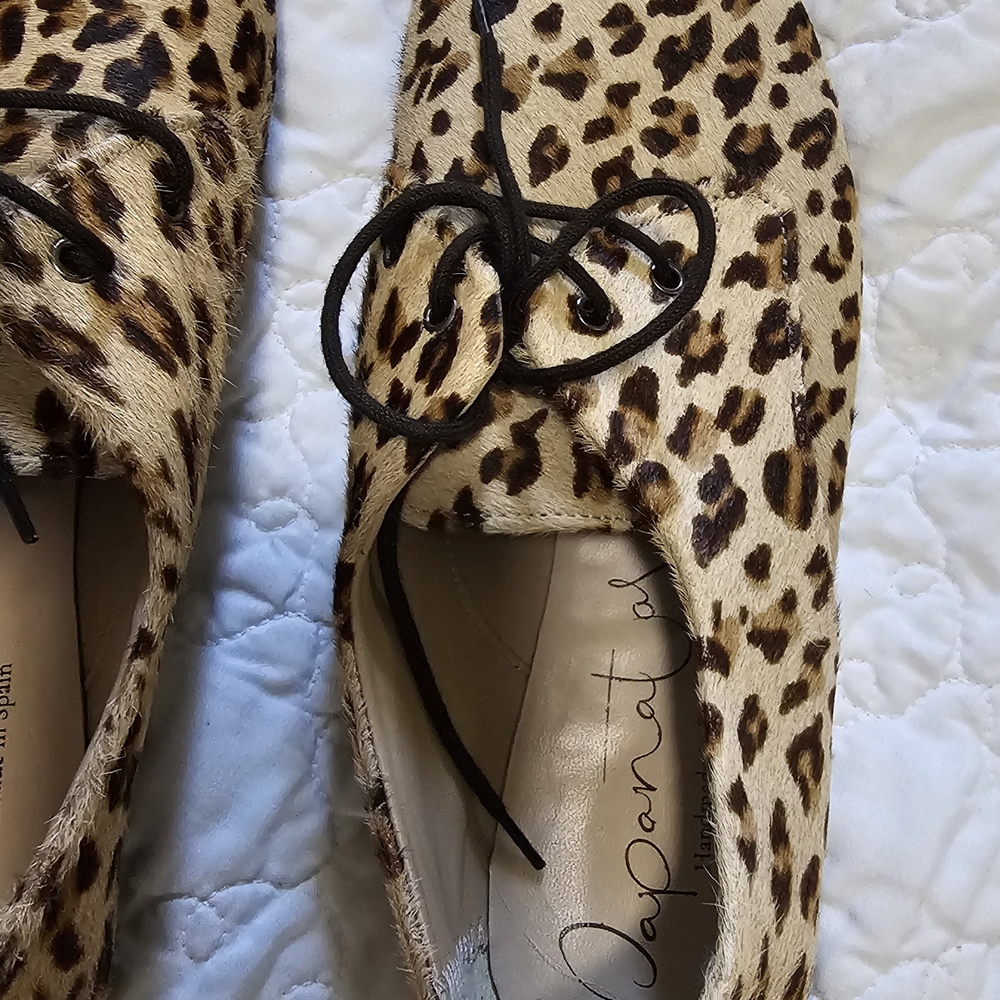 Papanatas Leopard Print Shoes Lace-Up Flats Size 39 - Picture 10 of 11